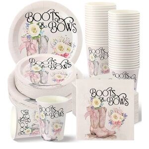 Western Party Tableware Set - Pink and Cream